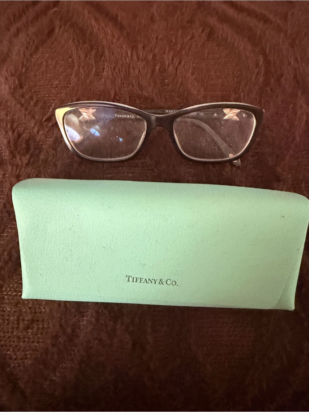 Tiffany & Co. Black Women's Cat-Eye Glasses with Tiffany Blue Case
